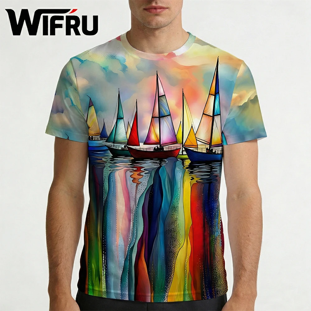 Aesthetic Design Oil Painting Sailboat Graphic T-shirt Breathable Casual Short-sleeved Tees Men's Women's Streetwear Trendy Tops
Aesthetic Design Oil Painting Sailboat Graphic T-shirt Breathable Casual Short-sleeved Tees Men's Women's Streetwear Trendy Tops