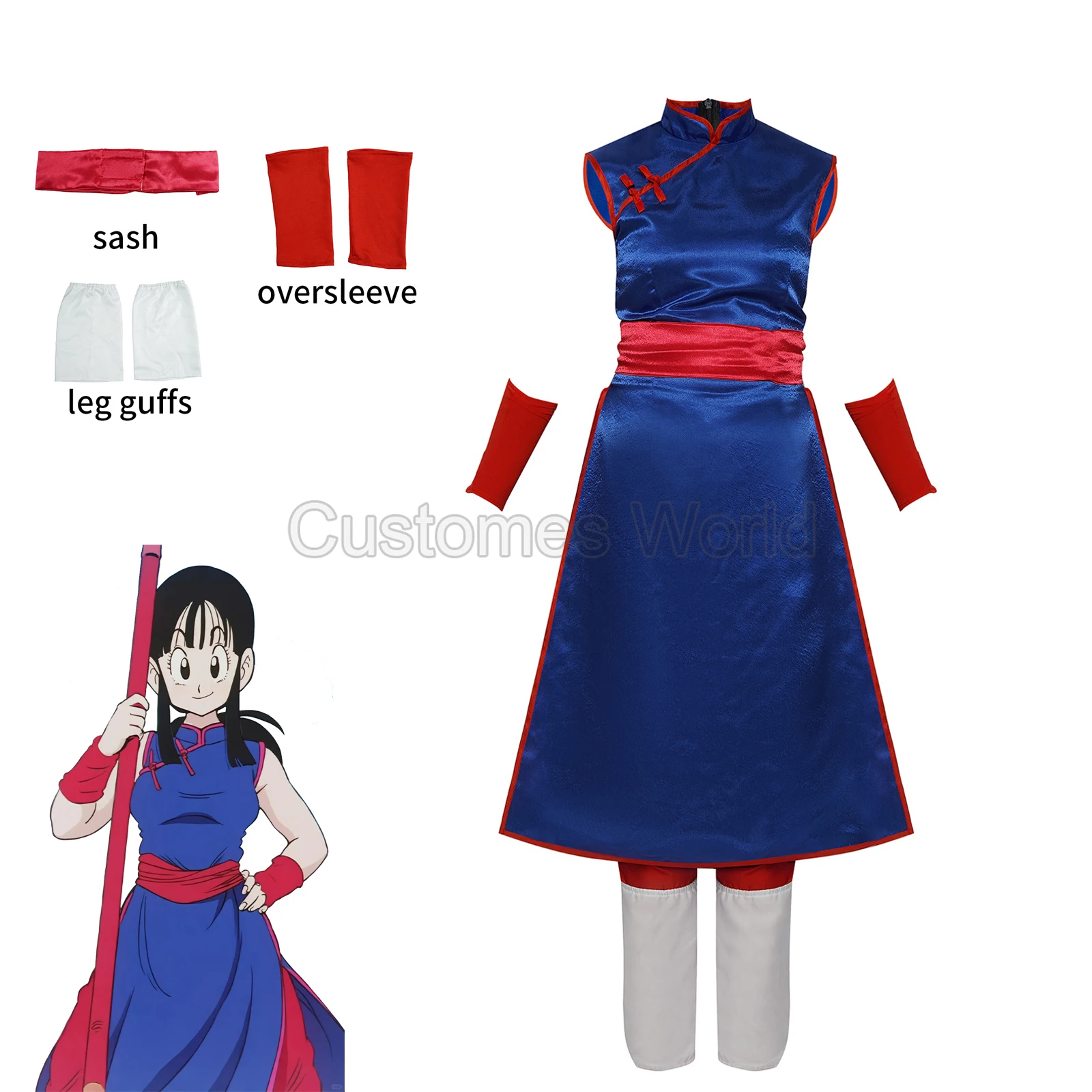 Anime Dragon Cos Ball Chichi Cosplay Costume Shirt Blue Uniform Women Cheongsam Character Halloween Carnival Role Playing
Anime Dragon Cos Ball Chichi Cosplay Costume Shirt Blue Uniform Women Cheongsam Character Halloween Carnival Role Playing