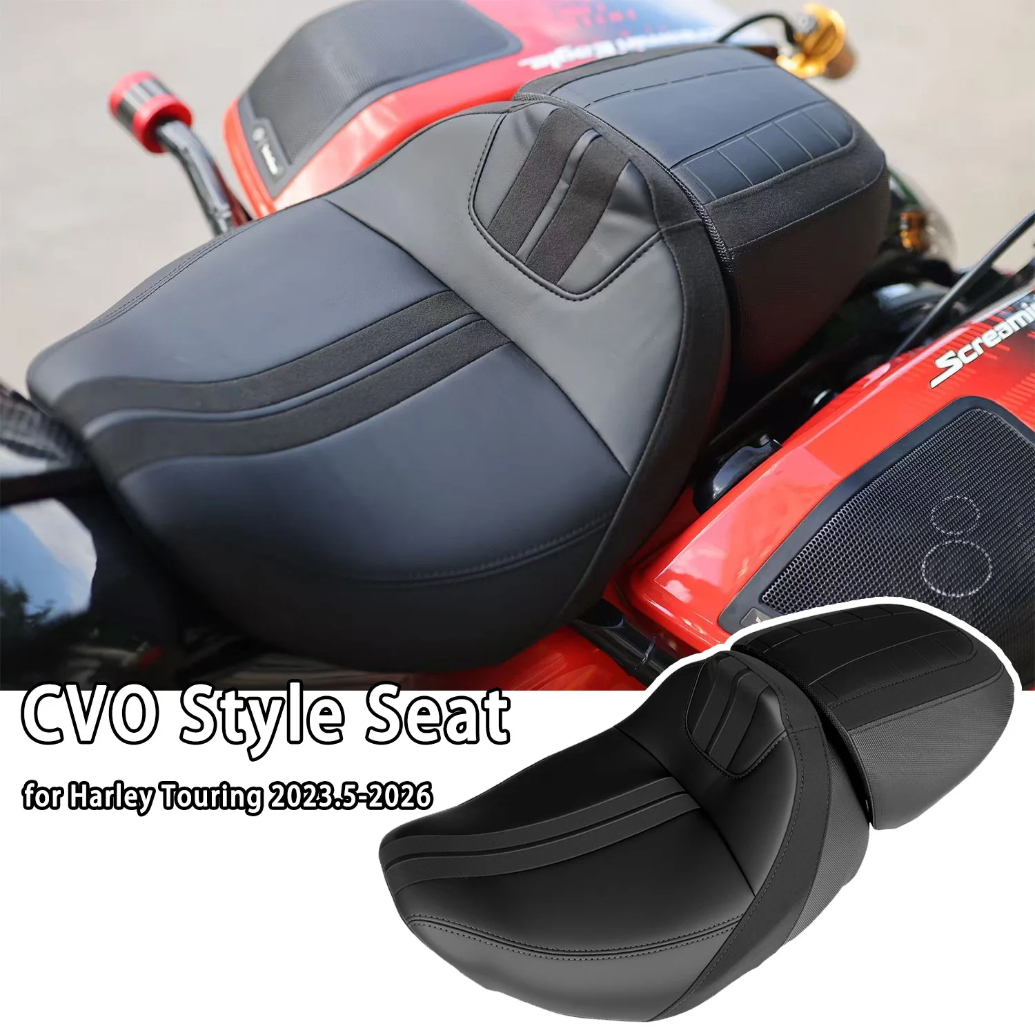 CVO Style Sole Seat Red Stitch Comfort Driver Cushion for Harley Touring 2023.5-2026 Motorcycle
CVO Style Sole Seat Red Stitch Comfort Driver Cushion for Harley Touring 2023.5-2026 Motorcycle