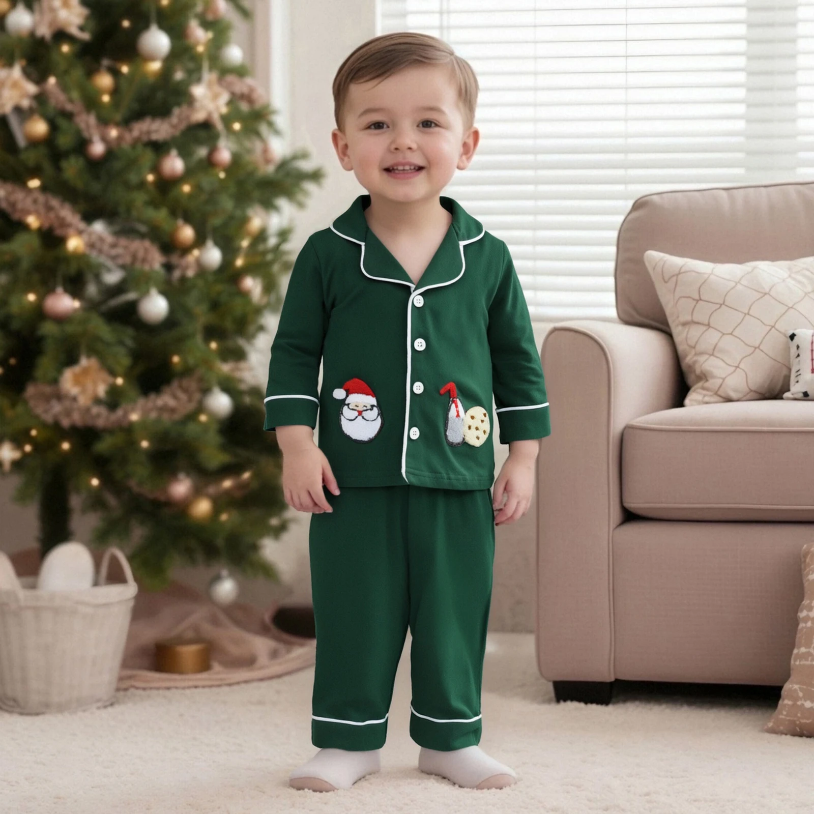 Toddler Christmas Pajamas Suits Long Sleeve Santa Embroidery Shirt and Pants 2 Pieces Set Baby Loungewear
Toddler Christmas Pajamas Suits Long Sleeve Santa Embroidery Shirt and Pants 2 Pieces Set Baby Loungewear