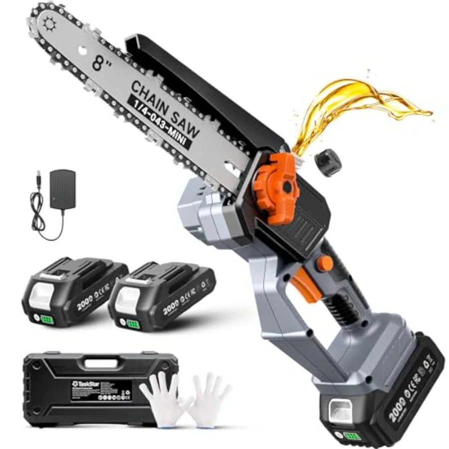 8-Inch Mini Chainsaw Cordless Brushless Motor 2×2000mAh Batteries Lightweight One-Handed Electric Chainsaw for Cutting Thick Br
8-Inch Mini Chainsaw Cordless Brushless Motor 2×2000mAh Batteries Lightweight One-Handed Electric Chainsaw for Cutting Thick Br