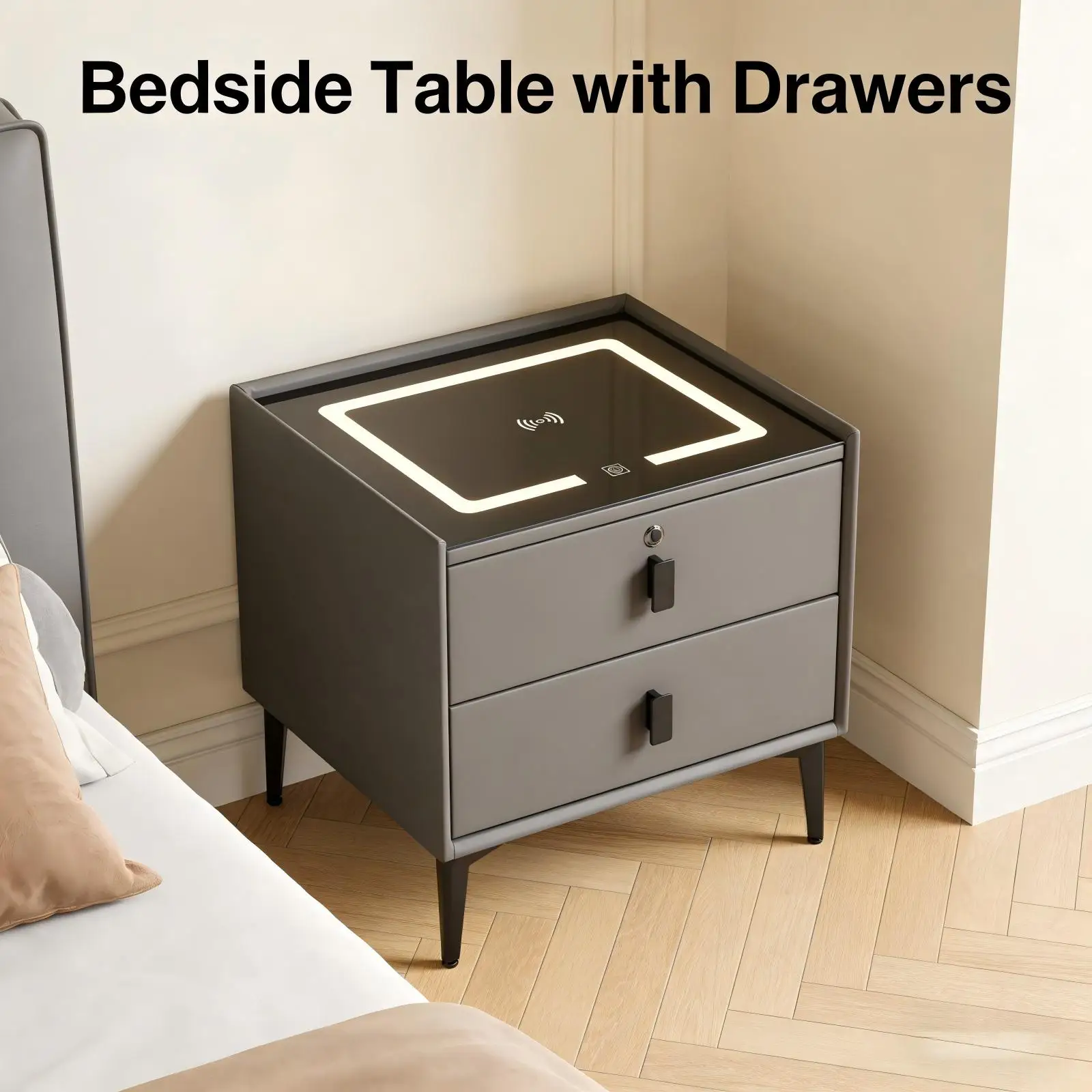 100-240VAC Simple And Modern 2-Drawer Smart Bedside Table Bluetooth Speaker Smart Bedside Table For Indoor Places Office Etc
100-240VAC Simple And Modern 2-Drawer Smart Bedside Table Bluetooth Speaker Smart Bedside Table For Indoor Places Office Etc