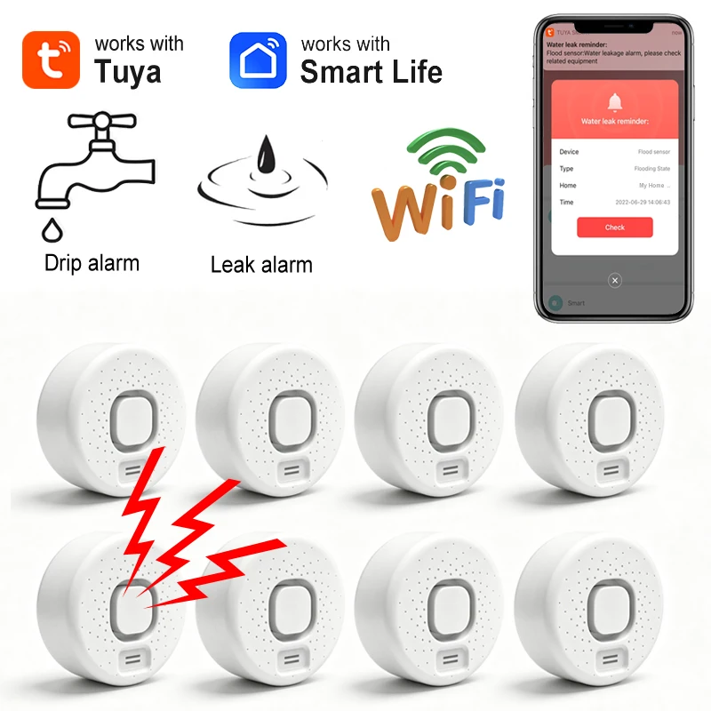 Tuya WiFi Water Leak Sensor Smart Home Flood Detector APP Remote Alert Security Sound Alarm For Kitchen Bathroom No Hub Required
Tuya WiFi Water Leak Sensor Smart Home Flood Detector APP Remote Alert Security Sound Alarm For Kitchen Bathroom No Hub Required