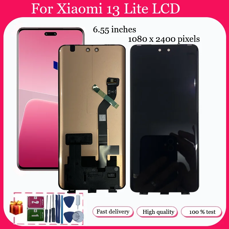 ЖК-дисплей 6,55 "для Xiao mi 13 Lite, сменный сенсорный экран с дигитайзером в сборе для Mi 13 Lite
ЖК-дисплей 6,55 "для Xiao mi 13 Lite, сменный сенсорный экран с дигитайзером в сборе для Mi 13 Lite