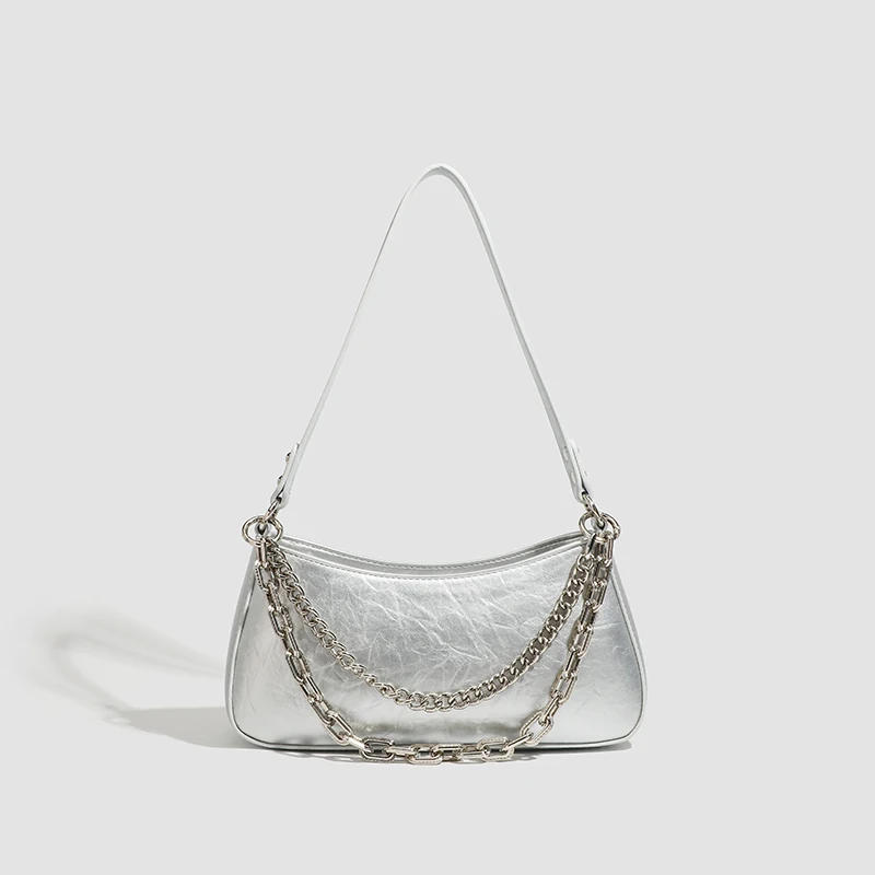 Fashionable women solid color crescent underarm bag retro design pu leather women high quality cool fixed bag chain shoulder bag
Fashionable women solid color crescent underarm bag retro design pu leather women high quality cool fixed bag chain shoulder bag