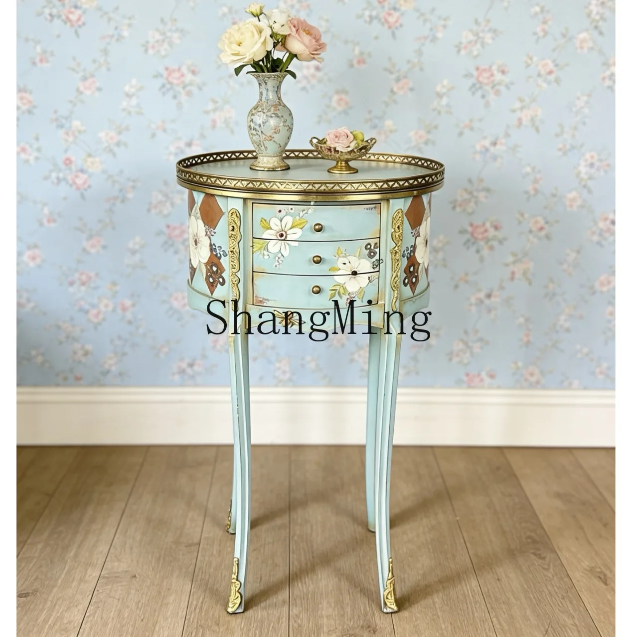 SM hand-painted brass trim living room light luxury coffee table solid wood small round table storage color painting
SM hand-painted brass trim living room light luxury coffee table solid wood small round table storage color painting