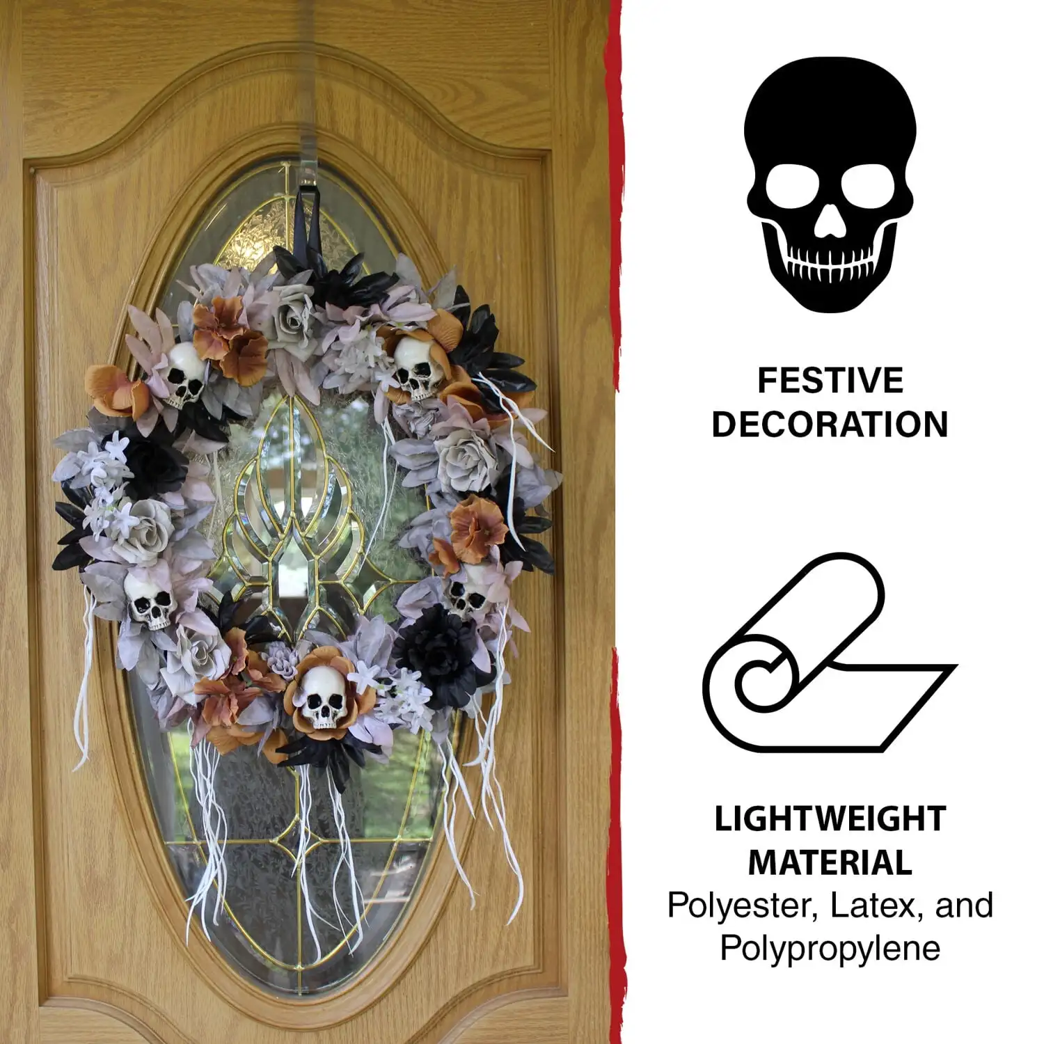 Multicolor Halloween Wreath with Skulls - Scary Front Door Decor for Adults, Haunted House Party
Multicolor Halloween Wreath with Skulls - Scary Front Door Decor for Adults, Haunted House Party