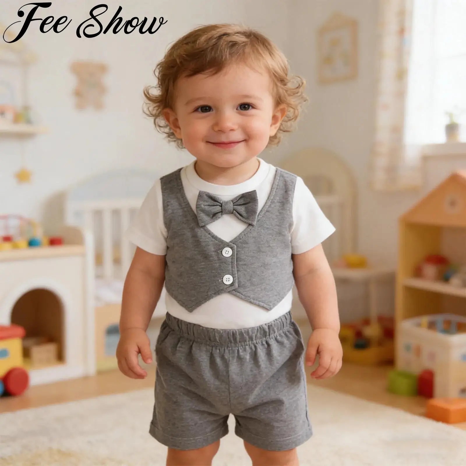 Baby Boys Gentleman Suits Bow Round Neck Short-sleeve Vest Rompers with Shorts Infant Clothes Wedding Birthday Party Outfits
Baby Boys Gentleman Suits Bow Round Neck Short-sleeve Vest Rompers with Shorts Infant Clothes Wedding Birthday Party Outfits