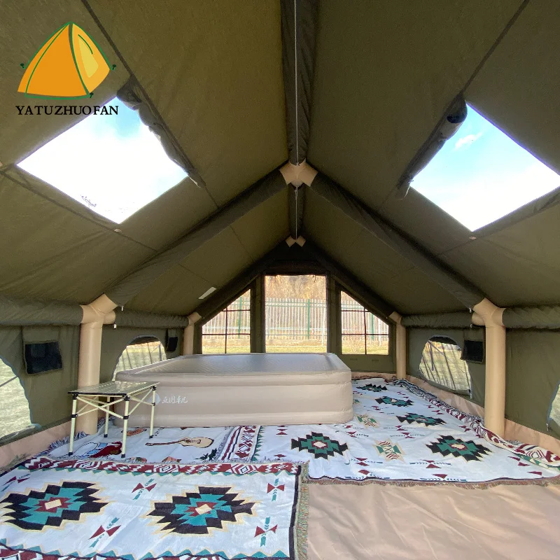 Inflatable Camping Air Tent With Hand Pump Easy Setup Waterproof Windproof 4 Seasons Cotton Cabin Tent With Mesh Chimney Window
Inflatable Camping Air Tent With Hand Pump Easy Setup Waterproof Windproof 4 Seasons Cotton Cabin Tent With Mesh Chimney Window