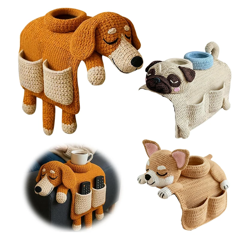 Crocheted Dog Sofa Storage Bag, Pet Woven Sofa Armrest Storage Decoration, With 2 Pockets And A Mug Holder
Crocheted Dog Sofa Storage Bag, Pet Woven Sofa Armrest Storage Decoration, With 2 Pockets And A Mug Holder