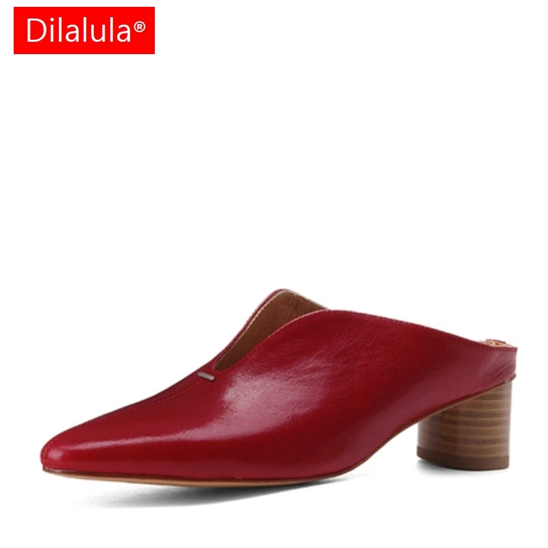 Dilalula 2025 Sexy Red Genuine Leather Mules Office Ladies Covered Toe Med Round Heels Slippers Female Dating Sandals Red Daily
Dilalula 2025 Sexy Red Genuine Leather Mules Office Ladies Covered Toe Med Round Heels Slippers Female Dating Sandals Red Daily