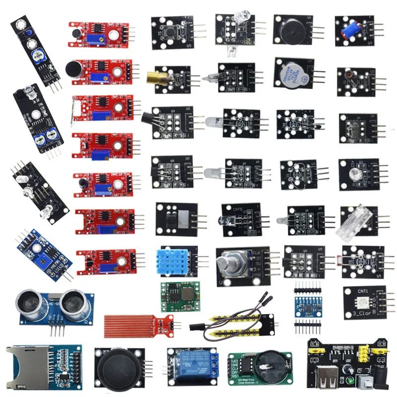 Модули датчиков 45 в 1, стартовый комплект, Плата датчика, комплект для Arduino UNO R3 MEGA2560
Модули датчиков 45 в 1, стартовый комплект, Плата датчика, комплект для Arduino UNO R3 MEGA2560