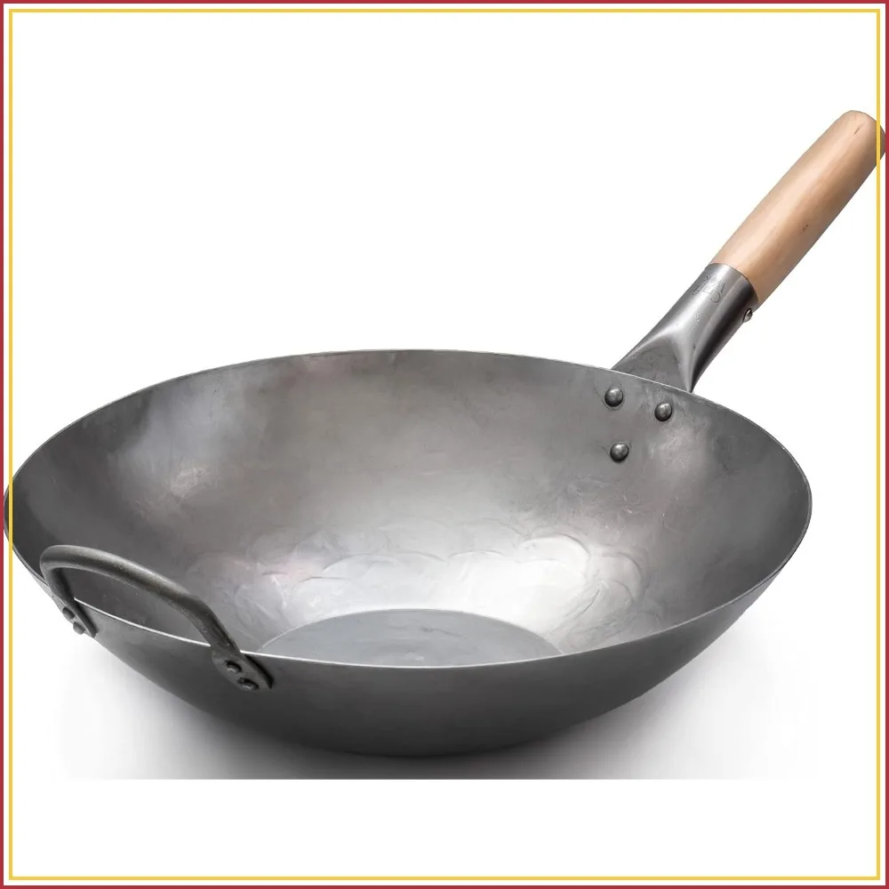 Flat Bottom Carbon Steel Wok, 14 Inch Hand Hammered, Heavy Duty with Helper Handle
Flat Bottom Carbon Steel Wok, 14 Inch Hand Hammered, Heavy Duty with Helper Handle