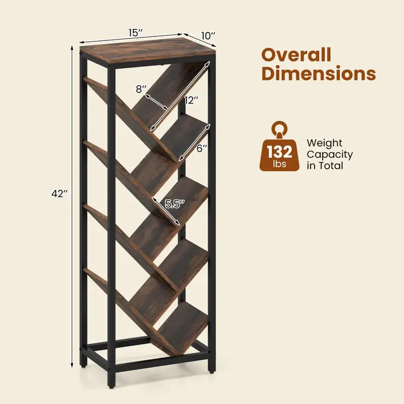 9-Tier Freestanding Bookcase for Hardcover Books-Rustic Brown
9-Tier Freestanding Bookcase for Hardcover Books-Rustic Brown