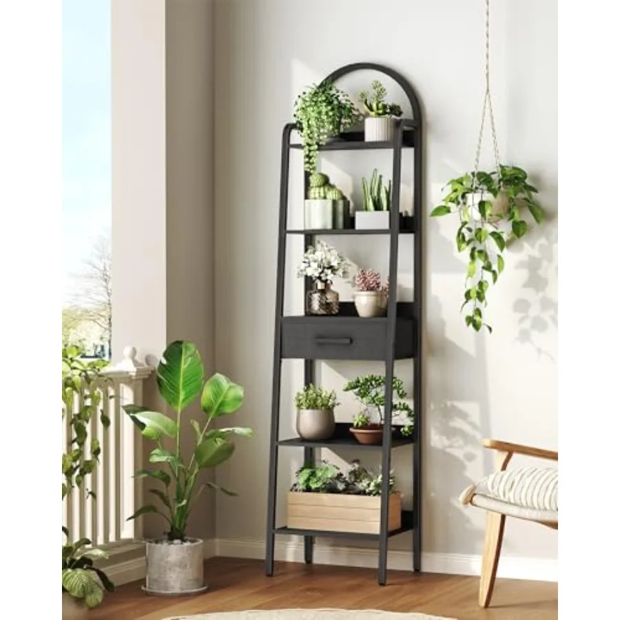 5 Tier Ladder Shelf with Drawer Tall Ladder Bookshelf Standing Bookcase with Metal Frame for Living Room Bathroom Home Office S
5 Tier Ladder Shelf with Drawer Tall Ladder Bookshelf Standing Bookcase with Metal Frame for Living Room Bathroom Home Office S