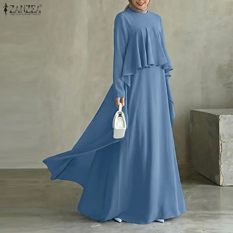 ZANZEA Women Elegant Long Sleeve Muslim Abaya Dress Robe Femme Stylish Ruffled Maxi Dresses Solid Loose Ramadan Sundress Kaftan
ZANZEA Women Elegant Long Sleeve Muslim Abaya Dress Robe Femme Stylish Ruffled Maxi Dresses Solid Loose Ramadan Sundress Kaftan