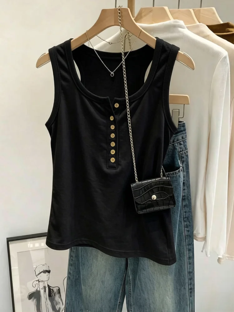 2026 Spring Summer Women's Slim Fit Button U-Neck Strap Vest plus Size Sleeveless Top Inner Wear Outer Wear Base Layer
2026 Spring Summer Women's Slim Fit Button U-Neck Strap Vest plus Size Sleeveless Top Inner Wear Outer Wear Base Layer