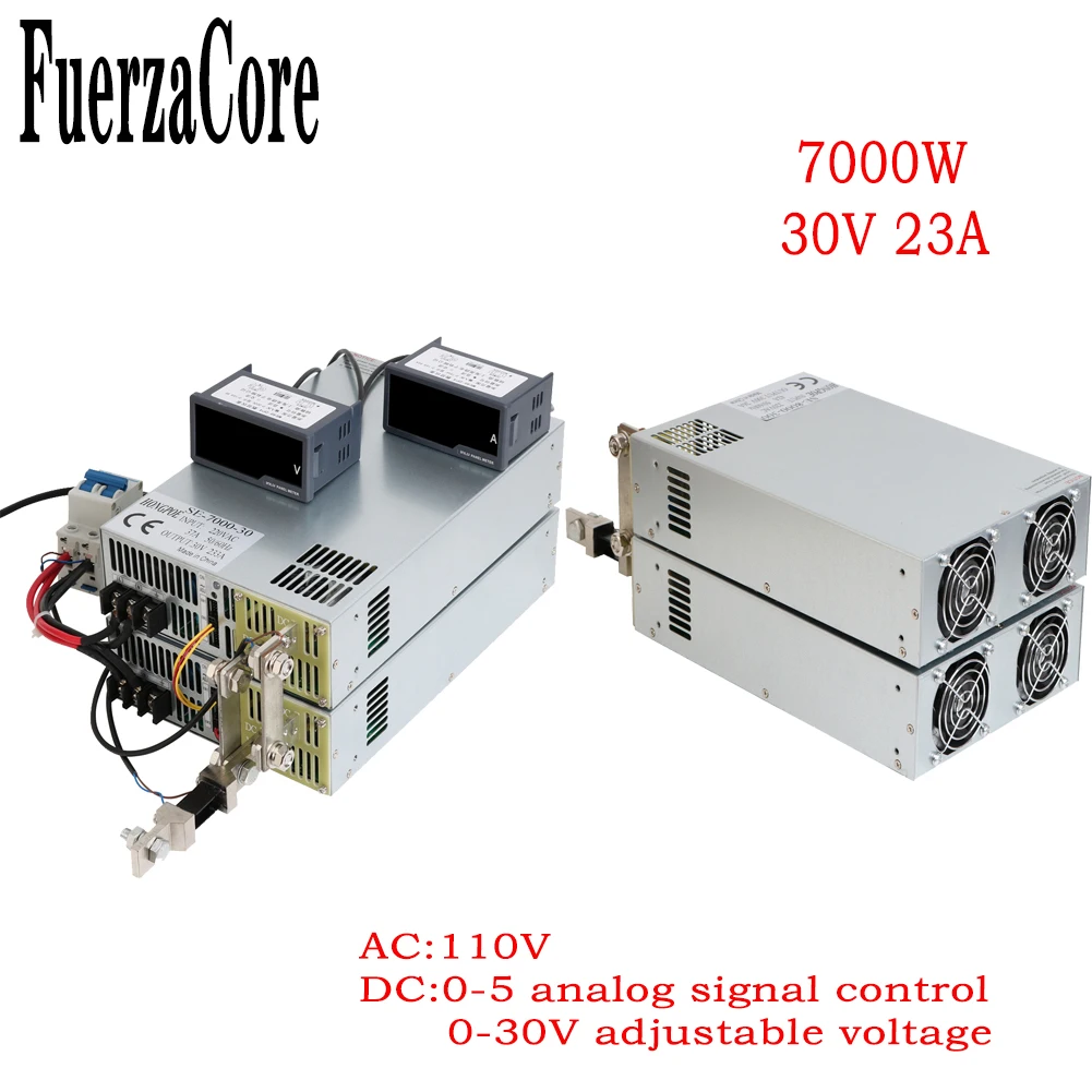 7000W 30V SMPS 0-30V Adjustable 0-5V Analog Signal PWM PLC Control 220V AC-DC High Power Transformer Motor Battery LED 30VDC
7000W 30V SMPS 0-30V Adjustable 0-5V Analog Signal PWM PLC Control 220V AC-DC High Power Transformer Motor Battery LED 30VDC