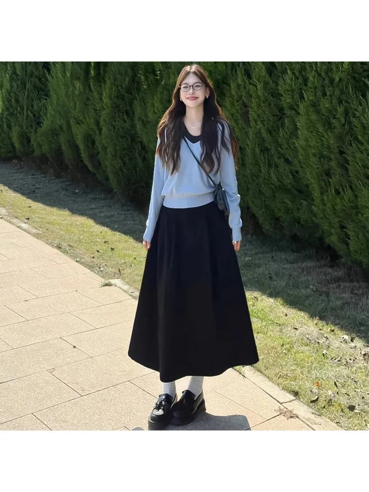 High Waist A-Line Midi Work Skirt for plus Size Women Black Autumn Spring Pumpkin Shaped Half-length Umbrella Skirt
High Waist A-Line Midi Work Skirt for plus Size Women Black Autumn Spring Pumpkin Shaped Half-length Umbrella Skirt