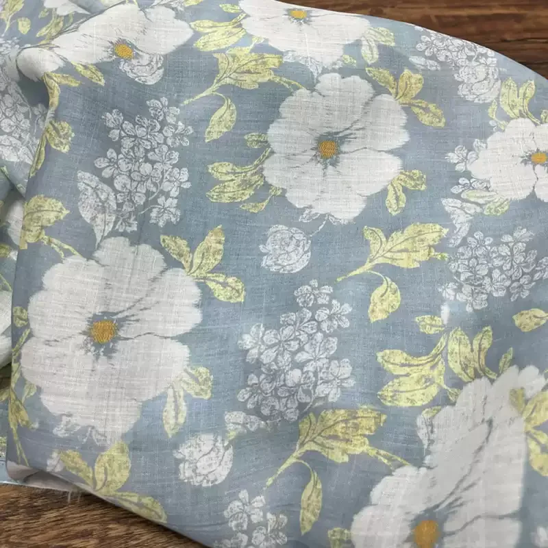 Pure ramie flower pattern printed fabric, used to make shirts, skirts and DIY sewing fabrics
Pure ramie flower pattern printed fabric, used to make shirts, skirts and DIY sewing fabrics