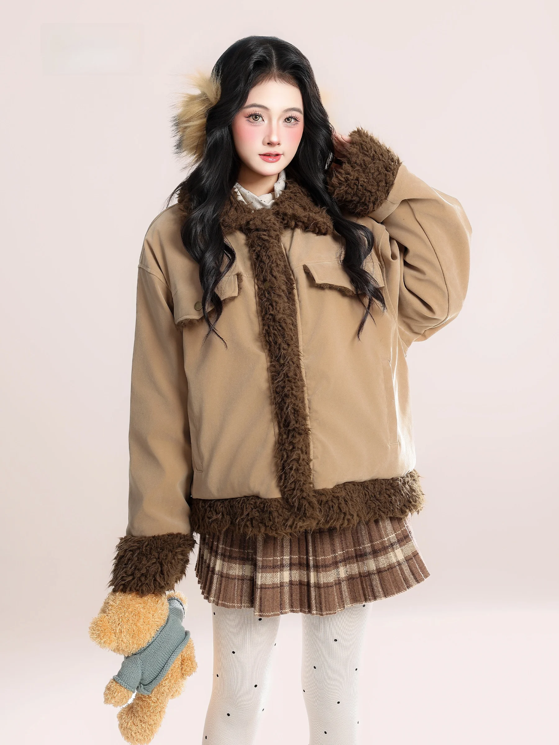 HM Retro Color Blo Lamb Fur Collar Cotton Jaet Women's Winter Thi Warm Loose Cotton Coat Outerwear Korean Sle
HM Retro Color Blo Lamb Fur Collar Cotton Jaet Women's Winter Thi Warm Loose Cotton Coat Outerwear Korean Sle