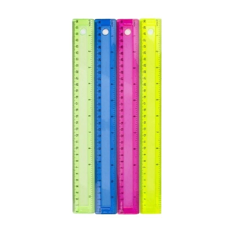 C90C 4Pcs 12Inch Colorful Clear Rulers with Inches Centimeters Scale Math Ruler Drawing Ruler for Drawing Drafting Measuring
C90C 4Pcs 12Inch Colorful Clear Rulers with Inches Centimeters Scale Math Ruler Drawing Ruler for Drawing Drafting Measuring