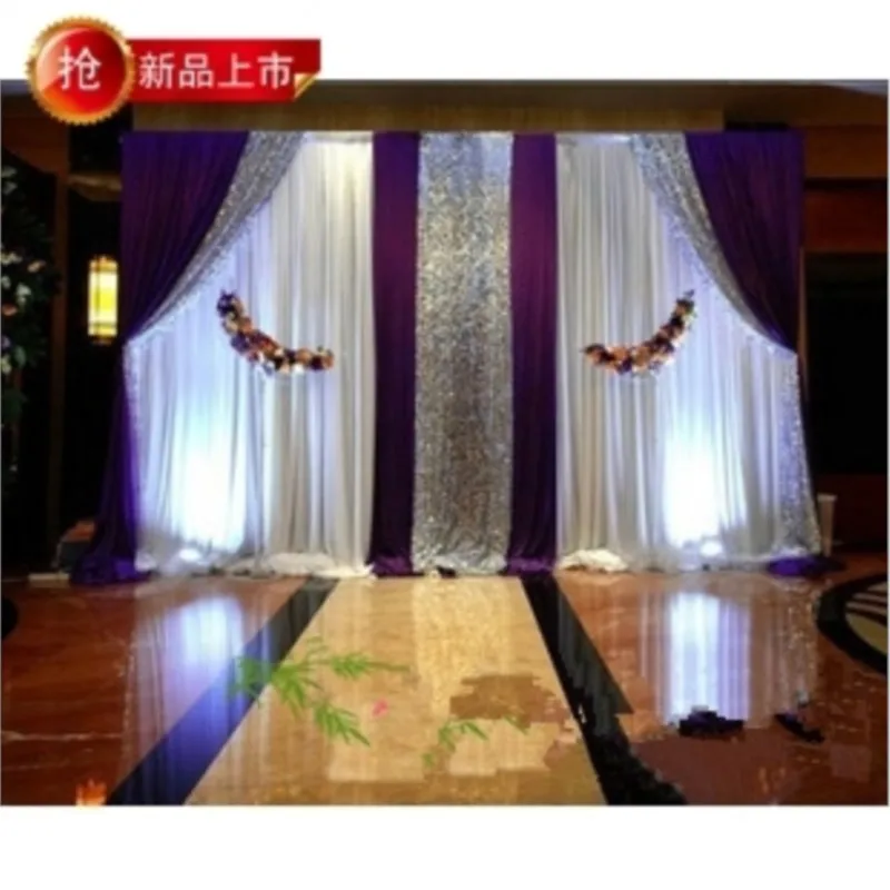 3*4m Wedding Party Ice Silk Fabric Drapery White With Purple Curtain With Swag Stage Prop Fashion Drape With Sequin Backdrop
3*4m Wedding Party Ice Silk Fabric Drapery White With Purple Curtain With Swag Stage Prop Fashion Drape With Sequin Backdrop