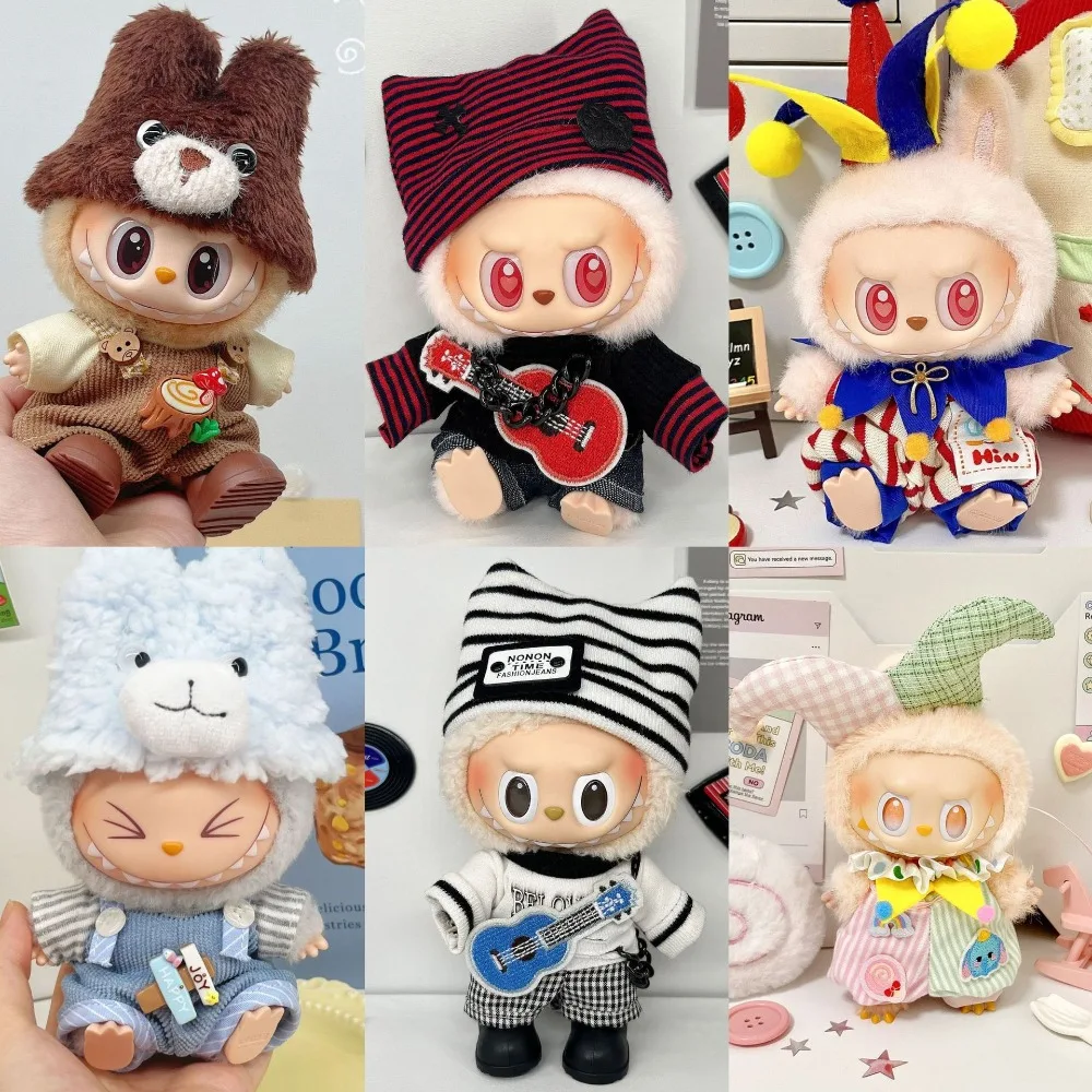 Для Labubu модная музыкальная звезда одежда для плюшевых кукол 15-17 см, комплект в стиле хип-хоп, футболка, брюки, шляпа, гитара, 4 шт./упак., подарки для фанатов 
Для Labubu модная музыкальная звезда одежда для плюшевых кукол 15-17 см, комплект в стиле хип-хоп, футболка, брюки, шляпа, гитара, 4 шт./упак., подарки для фанатов