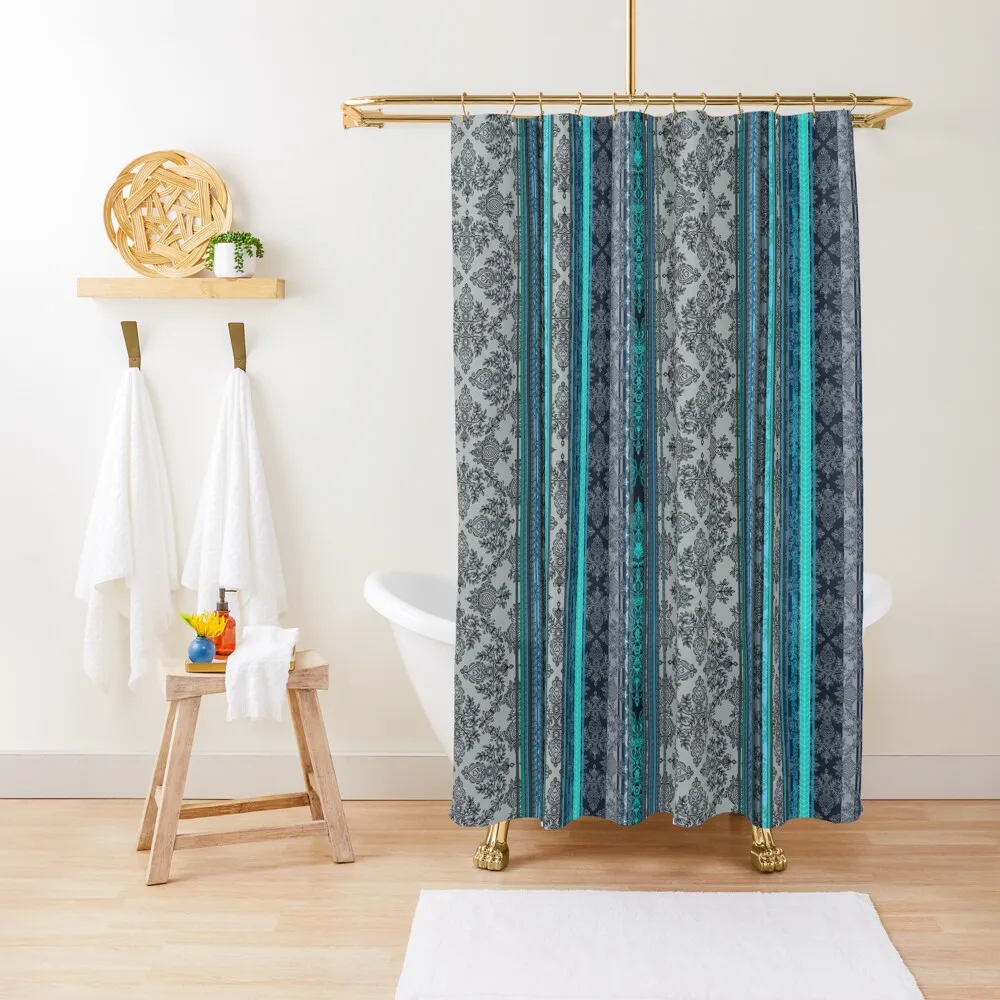 Teal, Aqua & Grey Vintage Bohemian Wallpaper Shower Curtain Waterproof Fabric Shower Curtain
Teal, Aqua & Grey Vintage Bohemian Wallpaper Shower Curtain Waterproof Fabric Shower Curtain