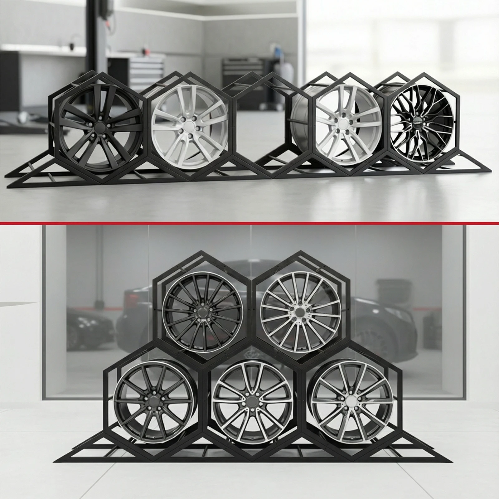 Adjustable Wall Mount Tire Storage Rack Heavy Duty Triangle Hexagon Small Tire Display Rack for Exhibition Shop Trade Show
Adjustable Wall Mount Tire Storage Rack Heavy Duty Triangle Hexagon Small Tire Display Rack for Exhibition Shop Trade Show