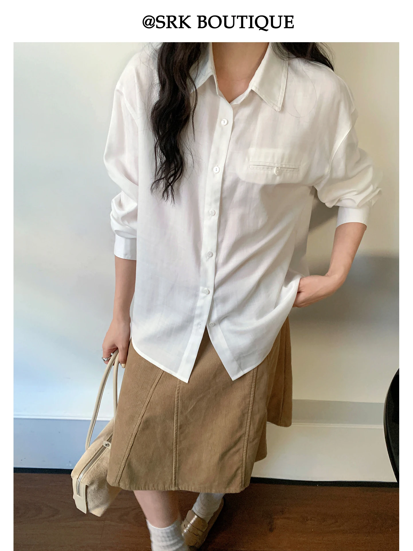 SRK Faionable Long Sve Casual irt Women's Loose Fit Breathable Lenzing Fiber Spring Autumn Sli New Sle
SRK Faionable Long Sve Casual irt Women's Loose Fit Breathable Lenzing Fiber Spring Autumn Sli New Sle