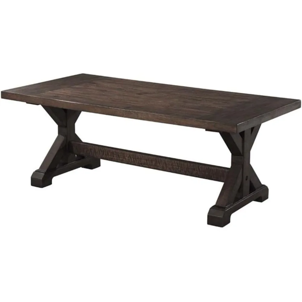 48 Solid Farmhouse Rustic Wood Trestle Base Coffee Table in Walnut Brown
48 Solid Farmhouse Rustic Wood Trestle Base Coffee Table in Walnut Brown
