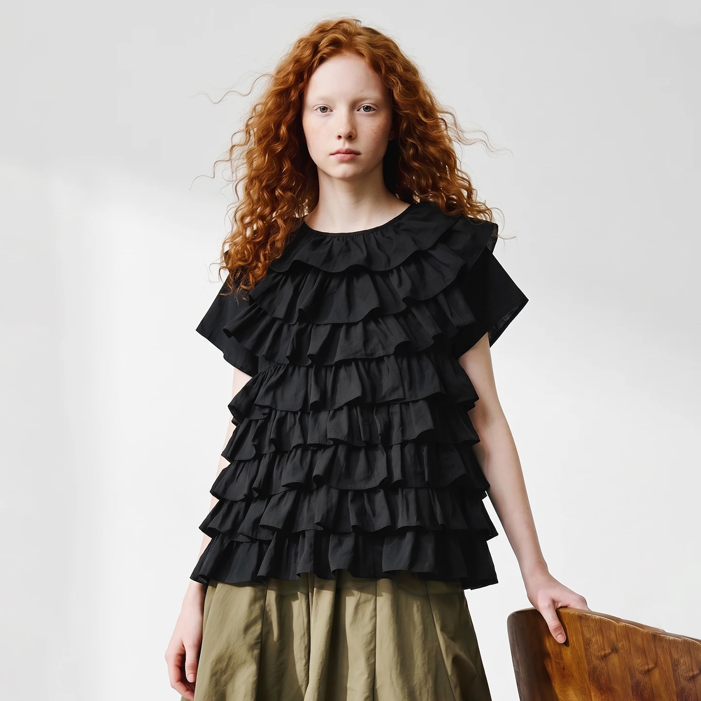 imakokoni Summer Japanese Art Multi layer Ruffle Loose Short sleeved Top Black Cake Layer T-shirt for Women 265472
imakokoni Summer Japanese Art Multi layer Ruffle Loose Short sleeved Top Black Cake Layer T-shirt for Women 265472
