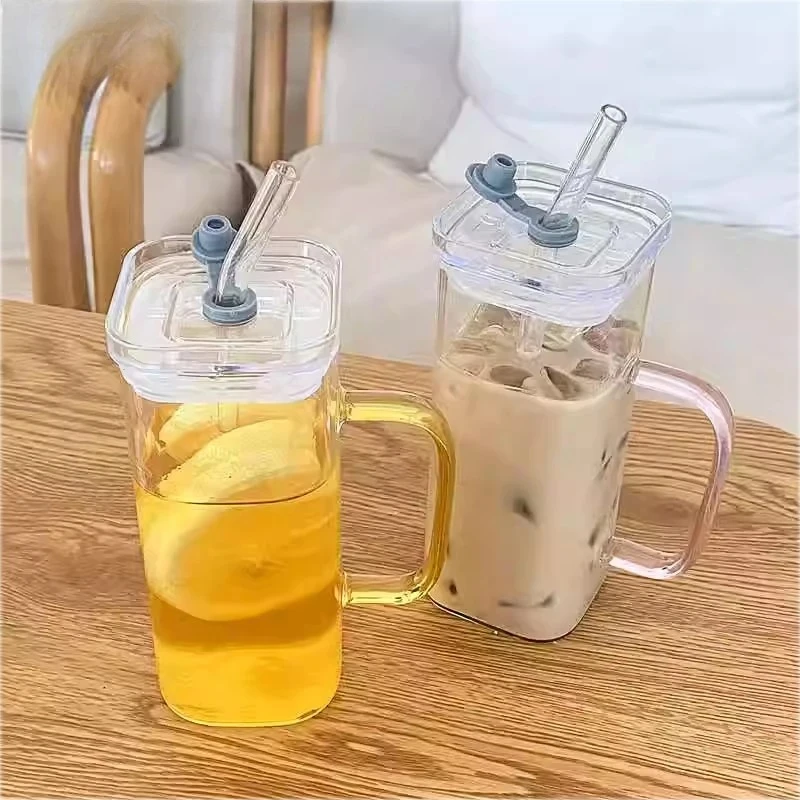 400ml High Borosilicate Glass Straw Cup With Handle And Lid Square Clear Seal Mug Tumbler Cups For Iced Coffee Juice 1/2pcs
400ml High Borosilicate Glass Straw Cup With Handle And Lid Square Clear Seal Mug Tumbler Cups For Iced Coffee Juice 1/2pcs