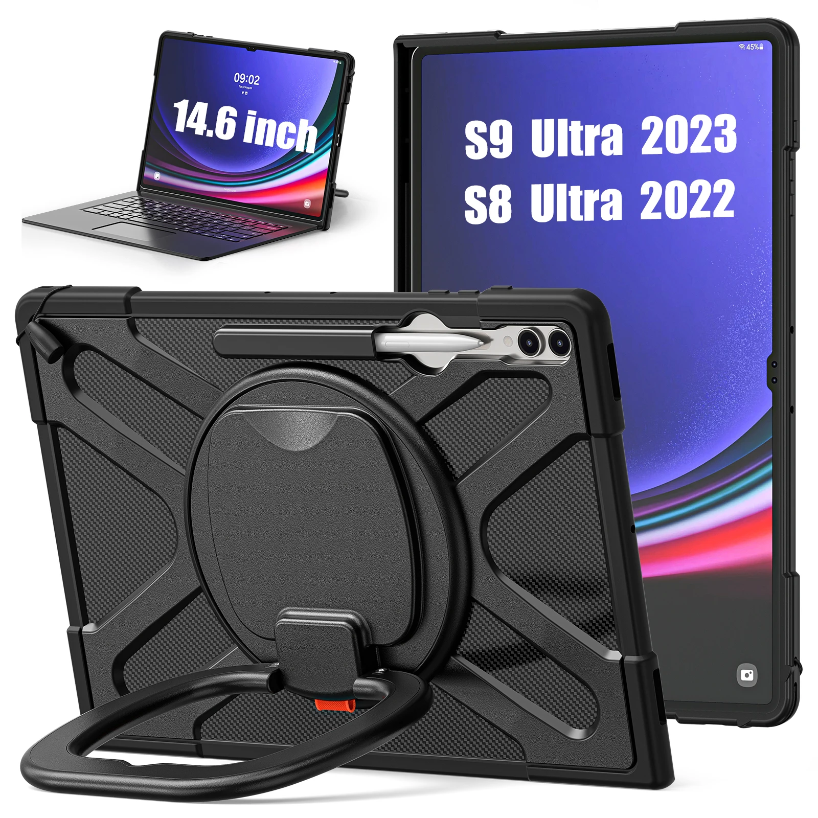 For Samsung Galaxy Tab S9 Ultra 14.6'' 2023 Case Tab S8 Ultra 2022 14.6Inch Shockproof Cover with 360 Rotating Stand Handle Grip
For Samsung Galaxy Tab S9 Ultra 14.6'' 2023 Case Tab S8 Ultra 2022 14.6Inch Shockproof Cover with 360 Rotating Stand Handle Grip
