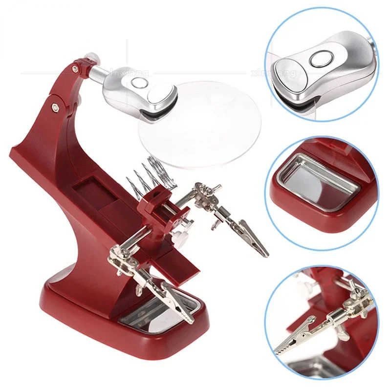 3X 4.5X Multi-functional Welding 10LED Magnifier Magnifying Glass Alligator Clip Holder Clamp Helping Hand Soldering Repair Tool
3X 4.5X Multi-functional Welding 10LED Magnifier Magnifying Glass Alligator Clip Holder Clamp Helping Hand Soldering Repair Tool