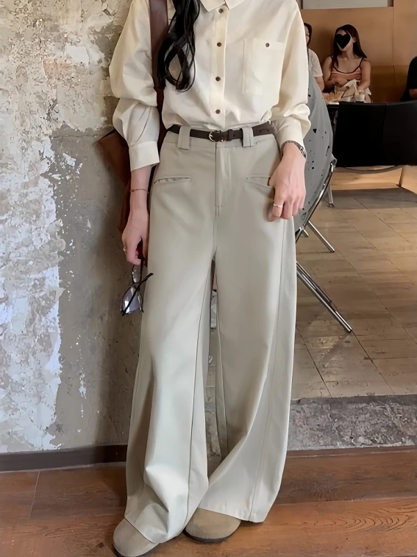 Women's Autumn Winter Wide Leg Suit Pants Drapey Slimming Long Straight High Waist Trousers Faionable Commute
Women's Autumn Winter Wide Leg Suit Pants Drapey Slimming Long Straight High Waist Trousers Faionable Commute