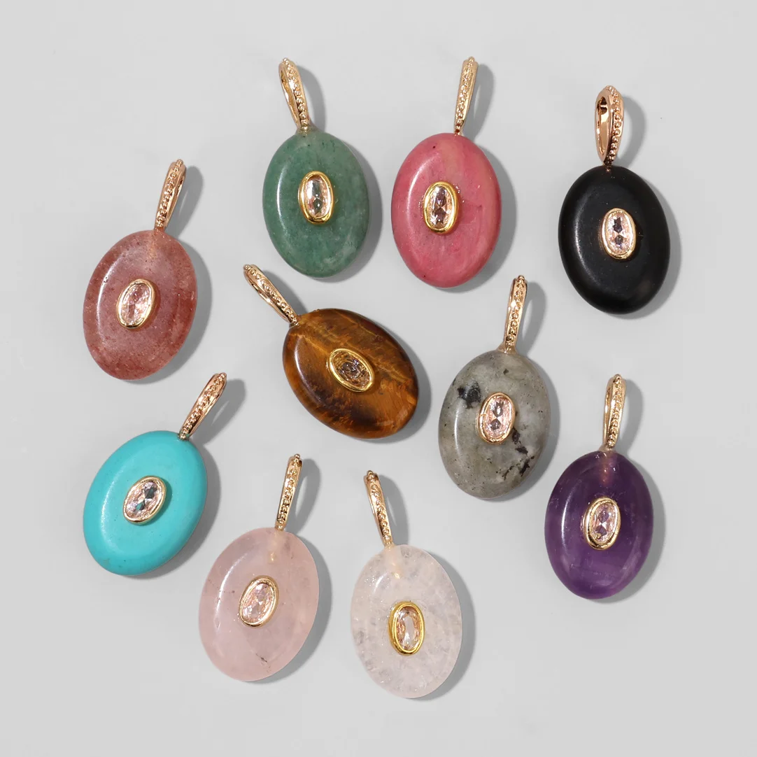 1Pc Natural Stone Oval Pendant 13*18mm Stone 13*27mm with Zircon Accent for DIY Jewelry Making Necklace
1Pc Natural Stone Oval Pendant 13*18mm Stone 13*27mm with Zircon Accent for DIY Jewelry Making Necklace
