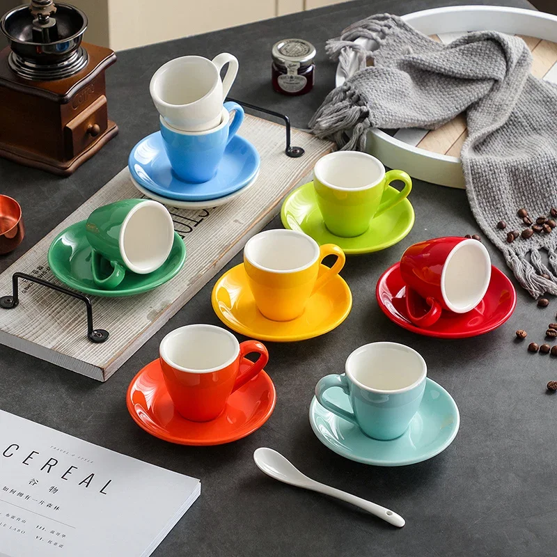 80ml Ceramic Coffee Cups Delicate Mini Mug with Spoon Colorful Breakfast Milk Mug Home Use Afternoon Tea Party Coffee Cup Gifts
80ml Ceramic Coffee Cups Delicate Mini Mug with Spoon Colorful Breakfast Milk Mug Home Use Afternoon Tea Party Coffee Cup Gifts