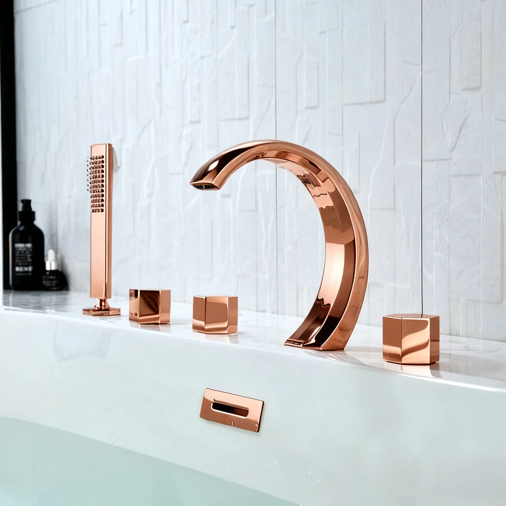Full copper gun gray zirconium gold five hole bathtub edge faucet hexagonal diamond split hot and cold bathtub showerhead set
Full copper gun gray zirconium gold five hole bathtub edge faucet hexagonal diamond split hot and cold bathtub showerhead set