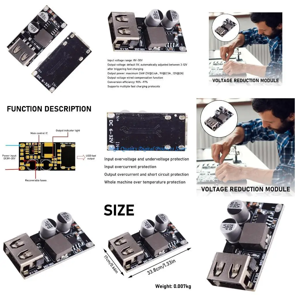 U2JE DC12V24V Power Module USB Car Phone Charging Module USB DC12V24V to QC3.0 Fast
U2JE DC12V24V Power Module USB Car Phone Charging Module USB DC12V24V to QC3.0 Fast