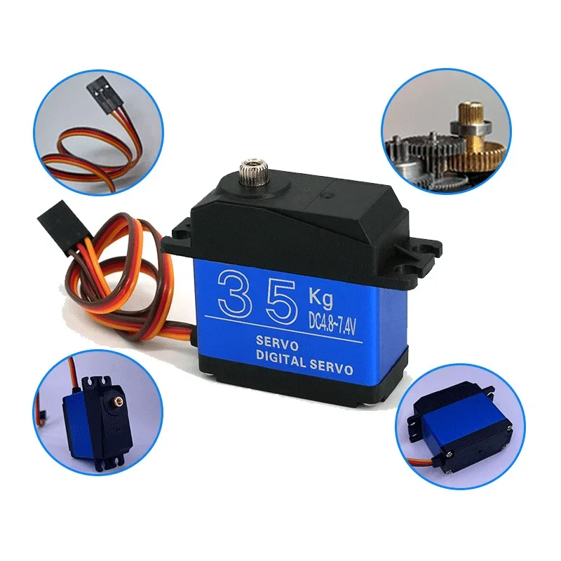 Metal Gear Digital Servo High Torque 180 Degrees 20KG 25KG 30KG 35KG For Robotic Arm RC Model Car Boat Robot
Metal Gear Digital Servo High Torque 180 Degrees 20KG 25KG 30KG 35KG For Robotic Arm RC Model Car Boat Robot
