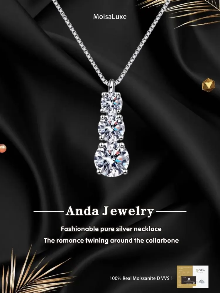 Moissanite Plata Sterling 925 Silver Minimalism Three Round Moissanite Pendant Necklace GRA Certified
Moissanite Plata Sterling 925 Silver Minimalism Three Round Moissanite Pendant Necklace GRA Certified