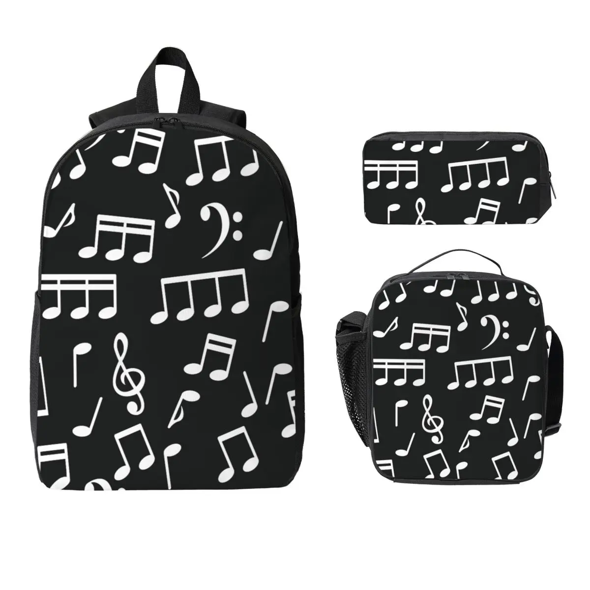 White Music Notes On Black Background Backpack BookBag School Bag Laptop Shoulder Bags 3ps Insulated Lunch Bag Pencil Case
White Music Notes On Black Background Backpack BookBag School Bag Laptop Shoulder Bags 3ps Insulated Lunch Bag Pencil Case