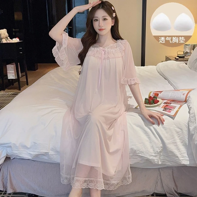 2025 Summer Cute Lace Princess Short Sleeve V-neck Cotton Nightgowns for Women Cute Sleepwear Night Dress Nightdress Home Nighty
2025 Summer Cute Lace Princess Short Sleeve V-neck Cotton Nightgowns for Women Cute Sleepwear Night Dress Nightdress Home Nighty