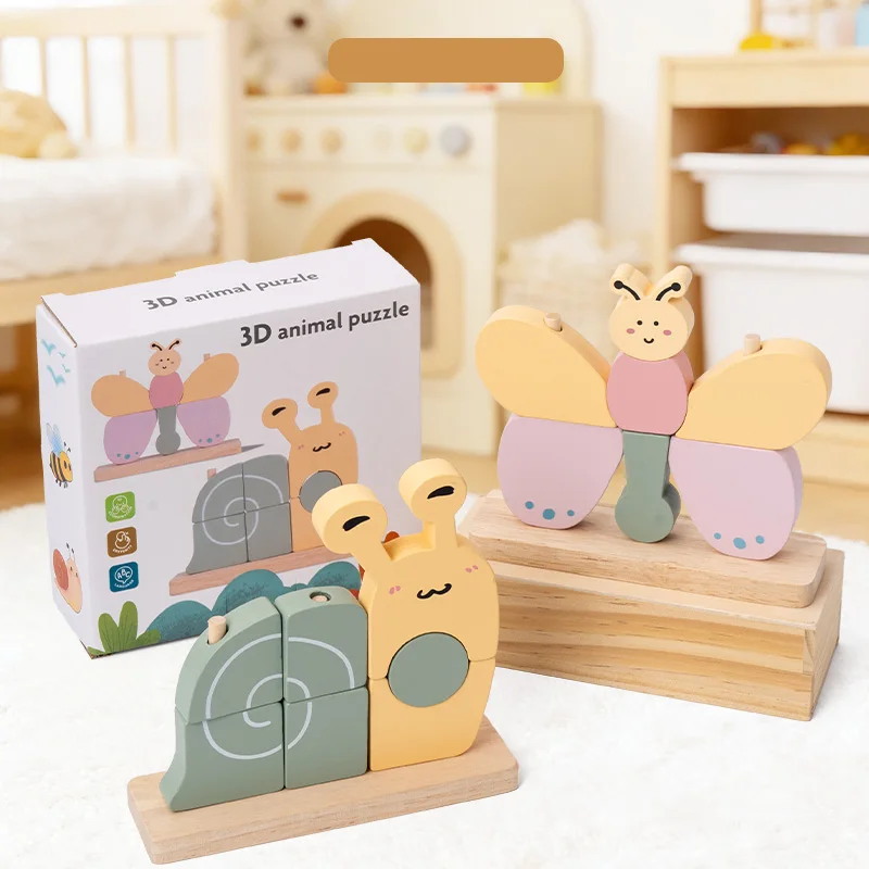 Baby Animal 3D Block Stacking Puzzle Creative Toy Montessori Butterfly Snail Shape Matching Game Fine Motor Skills Education Toy
Baby Animal 3D Block Stacking Puzzle Creative Toy Montessori Butterfly Snail Shape Matching Game Fine Motor Skills Education Toy