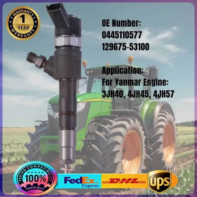 Fuel Injector 0445110577 129675-53100 Common Rail Injector 0 445 110 577 12967553100 for Yanmar Engine 3JH40 4JH45 4JH57
Fuel Injector 0445110577 129675-53100 Common Rail Injector 0 445 110 577 12967553100 for Yanmar Engine 3JH40 4JH45 4JH57