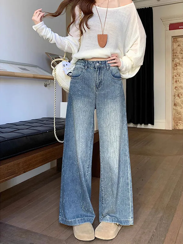 Американские ретро джинсовые брюки с низкой талией и стразами, женские свободные прямые широкие длинные брюки, осенний новый дизайн Sense
Американские ретро джинсовые брюки с низкой талией и стразами, женские свободные прямые широкие длинные брюки, осенний новый дизайн Sense