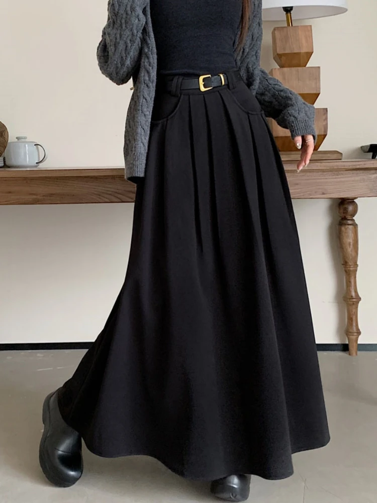 Qiukichonson Black Long Skirt Womens Maxi Skirt Autumn Winter Woolen Skirt Goth High Waist Pockets Design Pleated Suit Skirts
Qiukichonson Black Long Skirt Womens Maxi Skirt Autumn Winter Woolen Skirt Goth High Waist Pockets Design Pleated Suit Skirts
