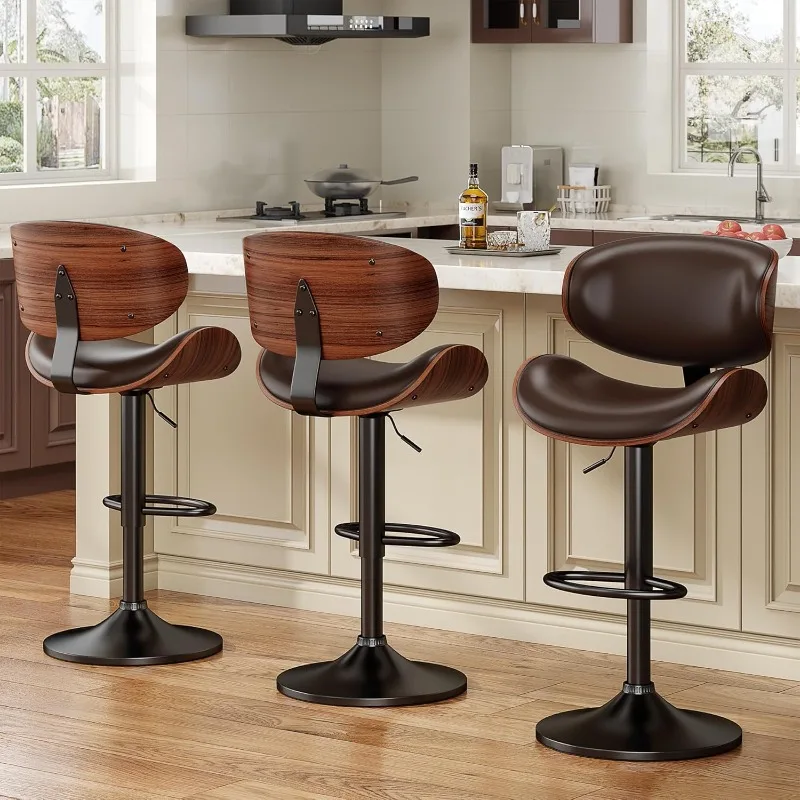 YaFiti Bar Stools Set of 3, Bentwood Adjustable Height Swivel Bar Stools,PU Leather Upholstered Bar Chair with Back and Footrest
YaFiti Bar Stools Set of 3, Bentwood Adjustable Height Swivel Bar Stools,PU Leather Upholstered Bar Chair with Back and Footrest